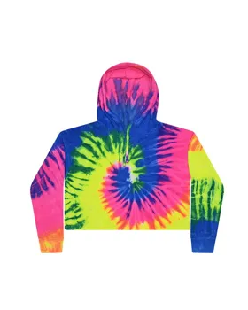 8333 Colortone Womens Tie-Dyed Crop Hooded Sweatshirt