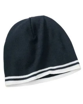 CP93 Port & Company Fine Knit Skull Cap with Stripes.