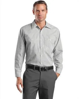 CS10LONG Red Kap Long Size, Long Sleeve Striped Industrial Work Shirt.