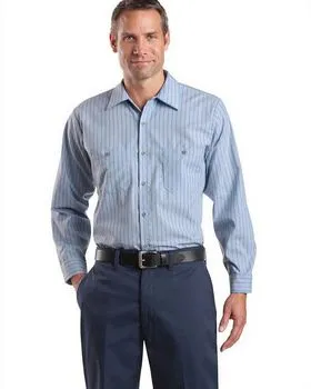 CS10LONG Red Kap Long Size, Long Sleeve Striped Industrial Work Shirt.