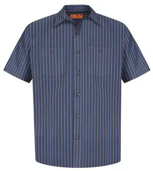 CS20 Red Kap Short Sleeve Striped Industrial Work Shirt.