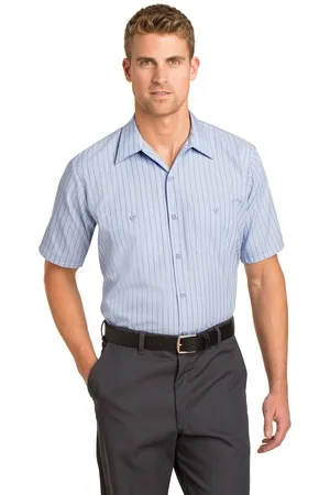 CS20 Red Kap Short Sleeve Striped Industrial Work Shirt.