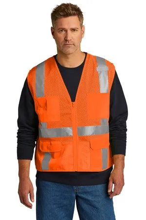 CSV104 CornerStone ANSI 107 Class 2 Mesh Six-Pocket Zippered Vest.