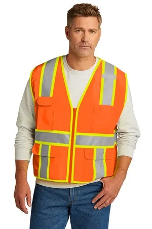 CSV105 CornerStone ANSI 107 Class 2 Surveyor Zippered Two-Tone Vest.