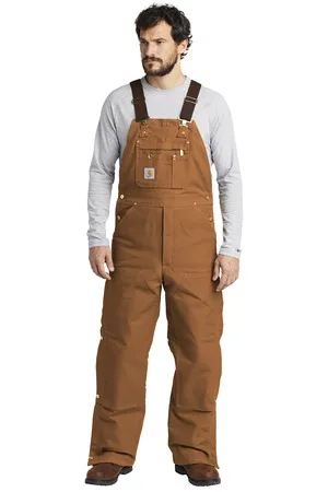 CTR41 Carhartt Duck Quilt-Lined Zip-To-Thigh Bib Overalls.