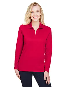 DG20LW Devon & Jones CrownLux Performance Ladies Plaited Long Sleeve Polo