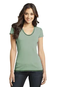 DT2202 District  - Juniors Faded Rounded Deep V-Neck Tee.