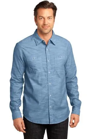 DM3800 District Made - Mens Long Sleeve Washed Woven Shirt.