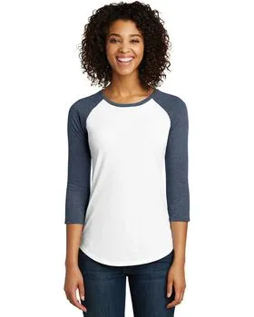 DT6211 District Womens Fitted Very Important Tee 3/4-Sleeve Raglan.