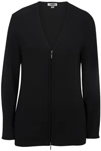 7062 Edwards LADIES FULL ZIP V-NECK CARDIGAN SWEATER