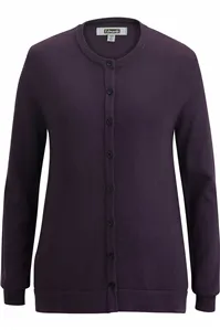 7143 Edwards LADIES CREW NECK BUTTON FRONT CARDIGAN