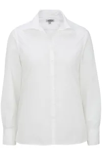 5295 Edwards Garment EDWARDS LADIES LIGHTWEIGHT OPEN NECK POPLIN BLOUSE-LONG SLEEVE