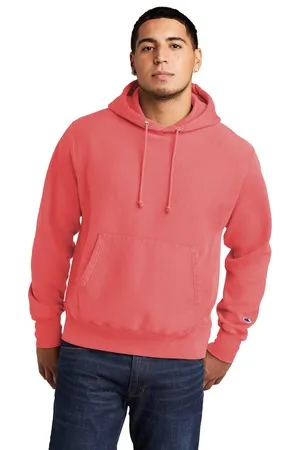 GDS101 Champion Reverse Weave Garment-Dyed Hooded Sweatshirt.