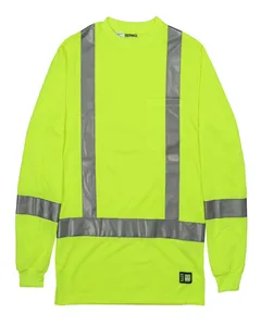HVK013T Berne Mens Tall Hi-Vis Class 3 Performance Long Sleeve T-Shirt