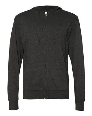 SS150JZ Independent Trading Co. Lightweight Jersey Full-Zip Hooded T-Shirt