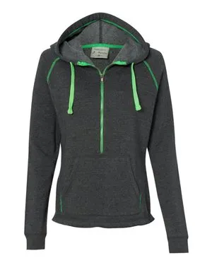 8876 J America Womens Half-Zip Triblend Hooded Pullover Sweatshirt
