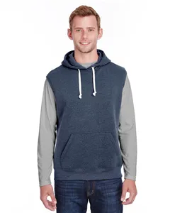 JA8877 J America Adult Triblend Fleece Sleeveless Hooded Sweatshirt