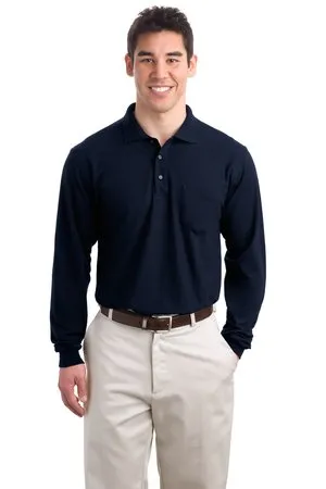 K500LSP Port Authority Long Sleeve Silk Touch Polo with Pocket.