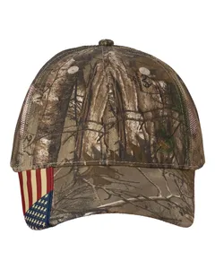 LC350M Kati Camo Woven USA Flag Mesh Cap