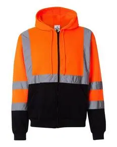 JS102-103 Kishigo Hi-Vis Full-Zip Hooded Sweatshirt