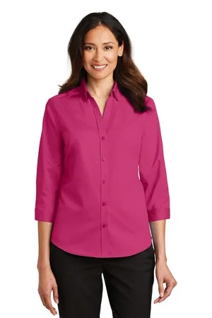 L665 Port Authority Ladies 3/4-Sleeve SuperPro Twill Shirt.