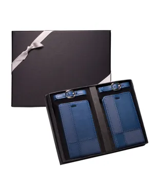 LG-9331 Leeman Tuscany Duo-Textured Luggage Tags Gift Set
