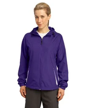 LST76 Sport-Tek Ladies Colorblock Hooded Raglan Jacket.