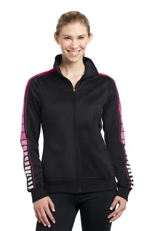LST93 Sport-Tek Ladies Dot Sublimation Tricot Track Jacket.