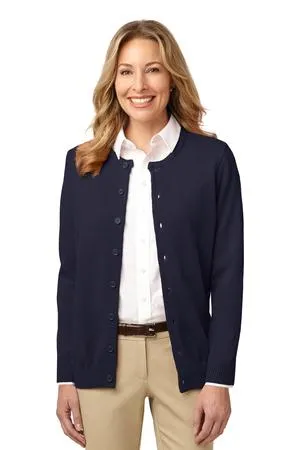 LSW304 Port Authority Ladies Value Jewel-Neck Cardigan Sweater.