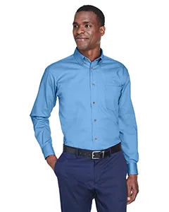 M500 Harriton Mens Easy Blend Long-Sleeve Twill Shirt with Stain-Release