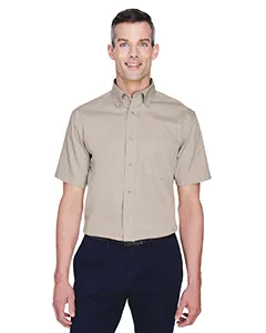 M500S Harriton Mens Easy Blend Short-Sleeve Twill Shirt with Stain-Release