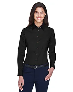 M500W Harriton Ladies Easy Blend Long-Sleeve Twill Shirt with Stain-Release