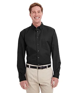 M581 Harriton Mens Foundation 100% Cotton Long-Sleeve Twill Shirt with Teflon