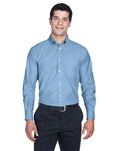 M600 Harriton Mens Long-Sleeve Oxford with Stain-Release