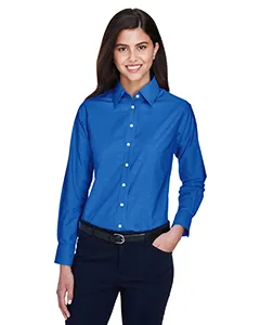 M600W Harriton Ladies Long-Sleeve Oxford with Stain-Release