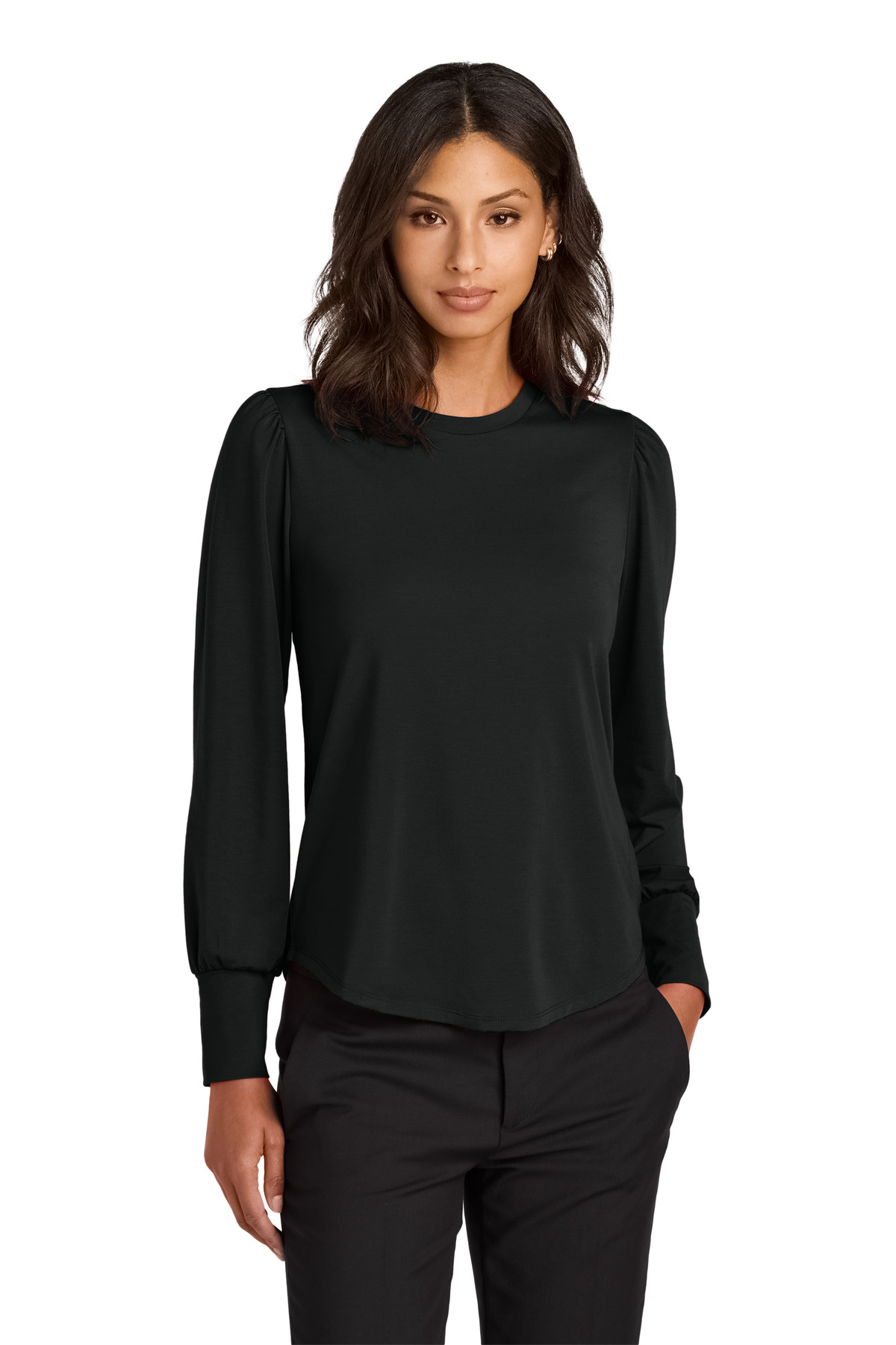 MM1019 Mercer+Mettle Womens Stretch Jersey Long Sleeve Blouson Top