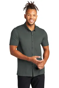 MM1006 Mercer+Mettle  Stretch Pique Full-Button Polo