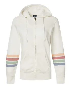 W22732 MV Sport Womens Striped Sleeves Full-Zip Hooded Sweatshirt W22732 MV Sport Womens Striped Sleeves Full-Zip Hooded Sweatshirt