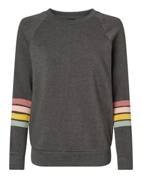 W23152 MV Sport Womens Striped Sleeves Crewneck Sweatshirt