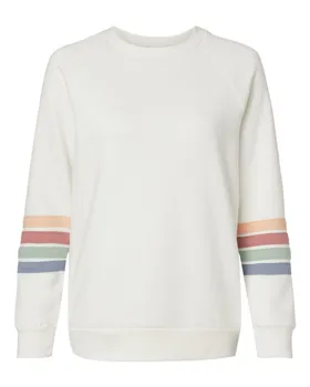 W23152 MV Sport Womens Striped Sleeves Crewneck Sweatshirt W23152 MV Sport Womens Striped Sleeves Crewneck Sweatshirt