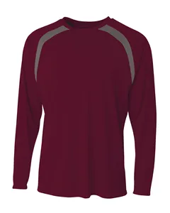 N3003 A4 Mens Spartan Long Sleeve Color Block Crew Neck T-Shirt