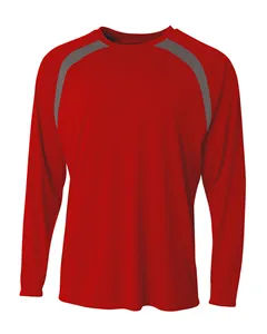 N3003 A4 Mens Spartan Long Sleeve Color Block Crew Neck T-Shirt N3003 A4 Mens Spartan Long Sleeve Color Block Crew Neck T-Shirt