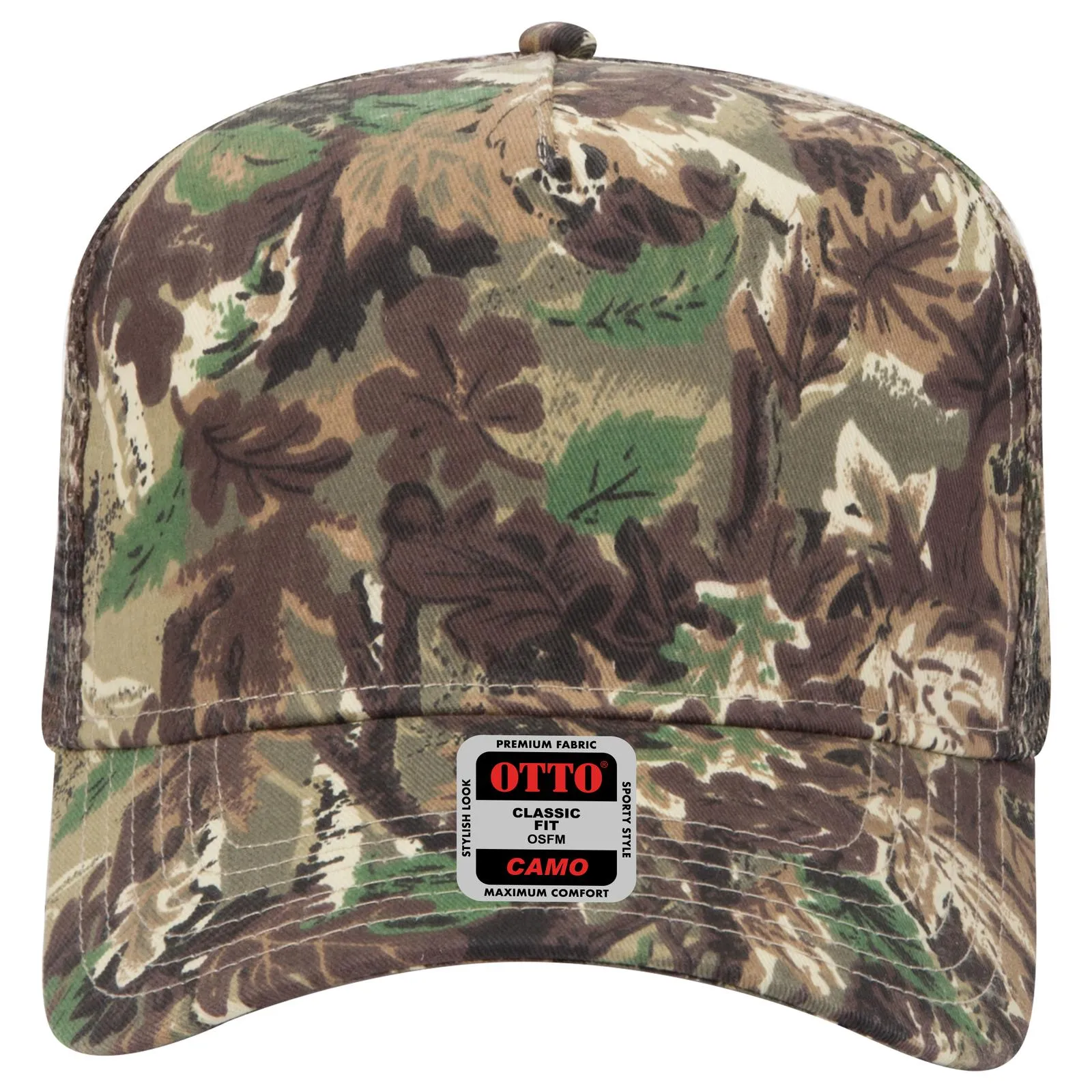 47-049 OTTO CAP Camouflage 5 Panel Mid Crown Mesh Back Trucker Hat