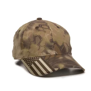 CWF-305 Outdoor Cap Structured Camo Hat with US Flag Visor Insert