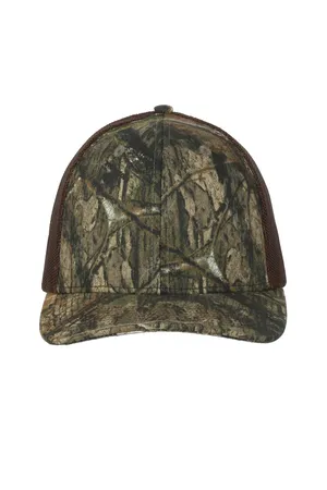 OC771C Outdoor Cap Structured Camo Trucker With Solid Mesh Back Hat