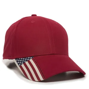 USA-300 Outdoor Cap Twill Hat with Flag Visor