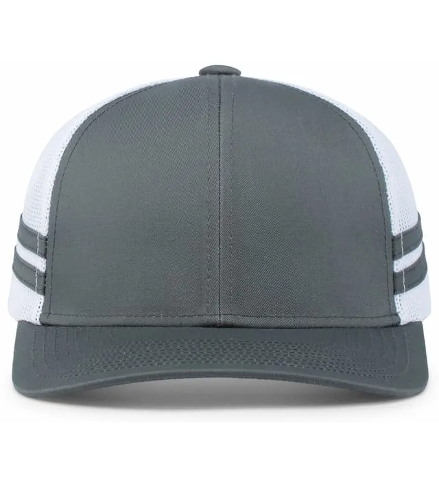 P115 PACIFIC HEADWEAR Low-Profile Stripe Trucker Cap