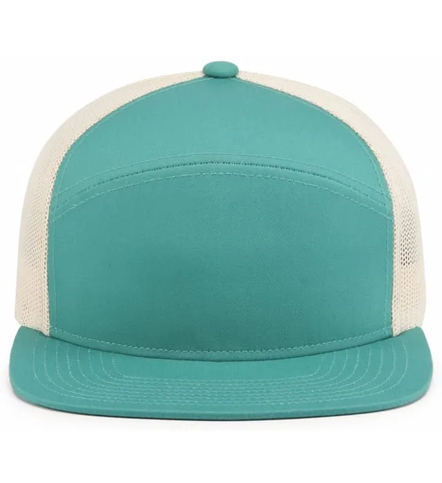 P787 PACIFIC HEADWEAR 6-Panel Arch Trucker Snapback Cap