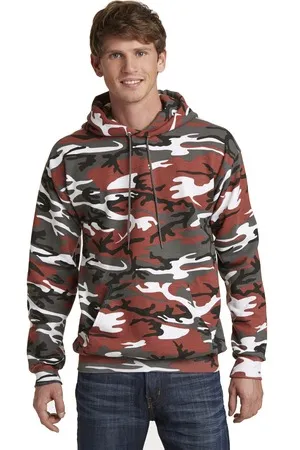 PC78HC Port & Company Core Fleece Camo Pullover Hooded Sweatshirt.