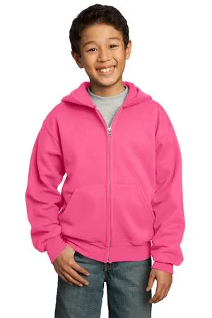 Port & Company PC90YZH - Youth Core Fleece Full-Zip Hooded Sweatshirt.  Port & Company PC90YZH - Youth Core Fleece Full-Zip Hooded Sweatshirt.